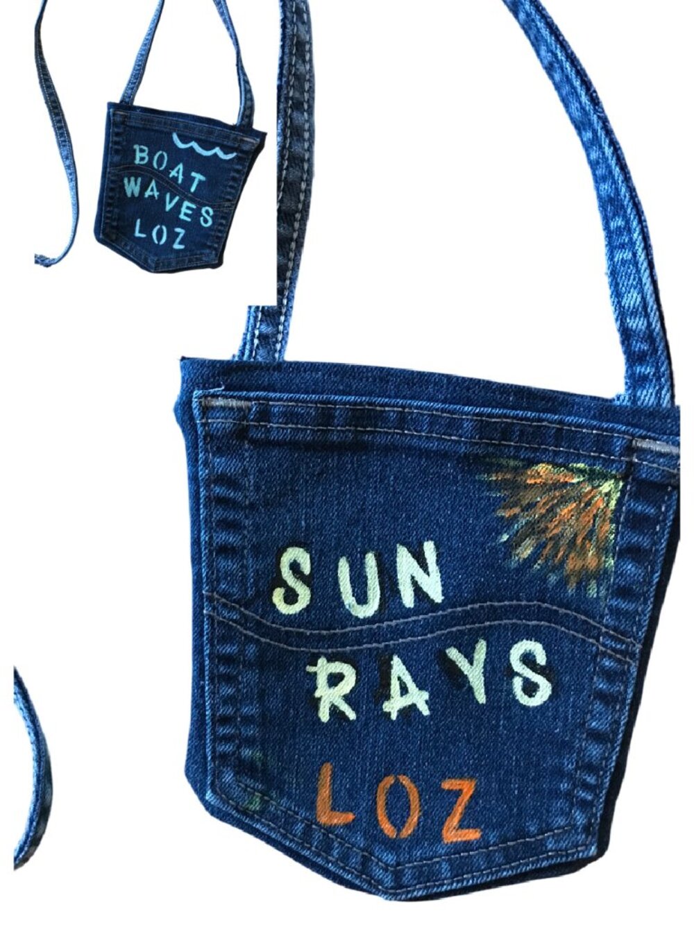 Handmade Crossbody Bag, Recycled Denim Lake of the Ozarks Cell Phone Jean Purse
